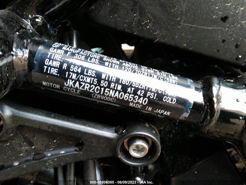 2022 KAWASAKI ZR900 R JKAZR2C15NA065340