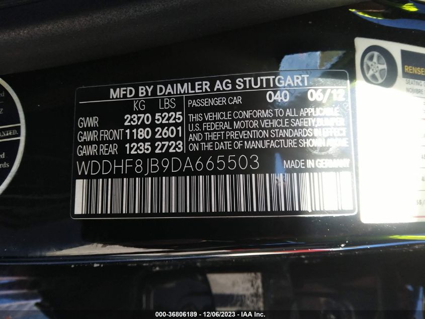 2013 MERCEDES-BENZ E 350 4MATIC WDDHF8JB9DA665503
