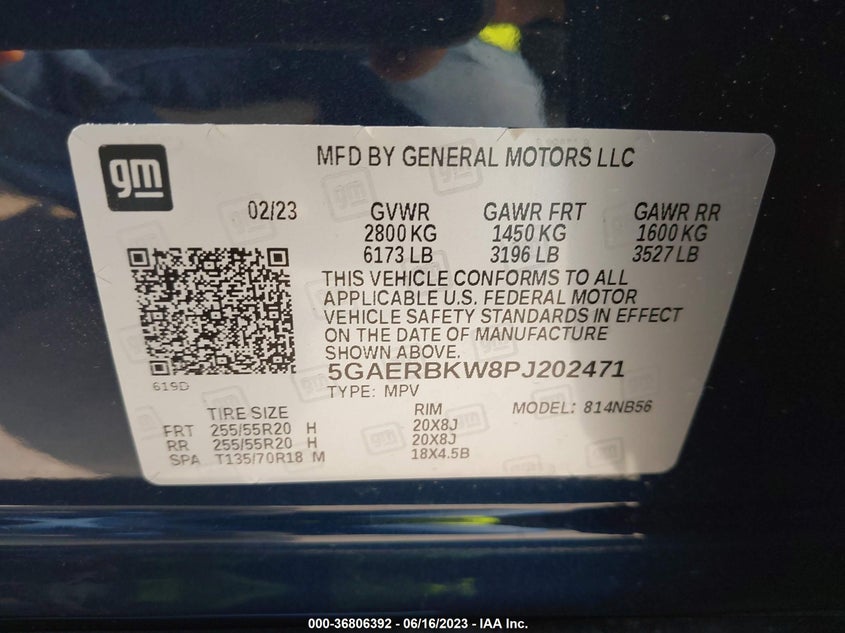VIN 5GAERBKW8PJ202471 2023 BUICK ENCLAVE ESSENCE