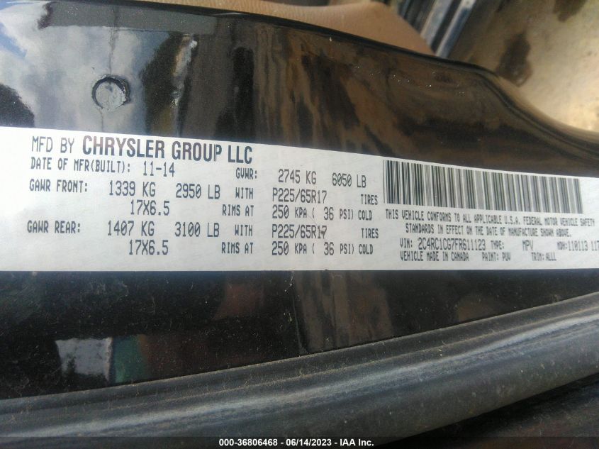 2015 CHRYSLER TOWN & COUNTRY TOURING-L - 2C4RC1CG7FR611123