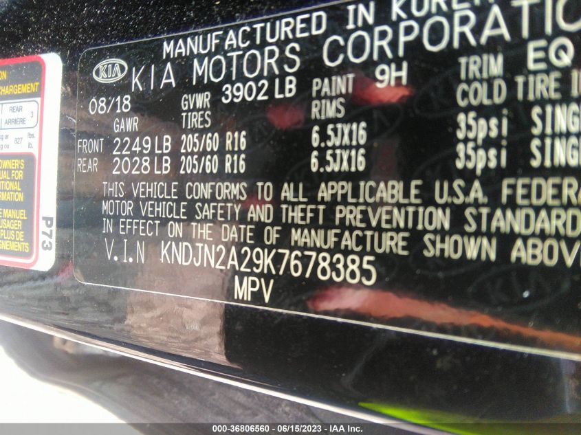 2019 KIA SOUL BASE - KNDJN2A29K7678385