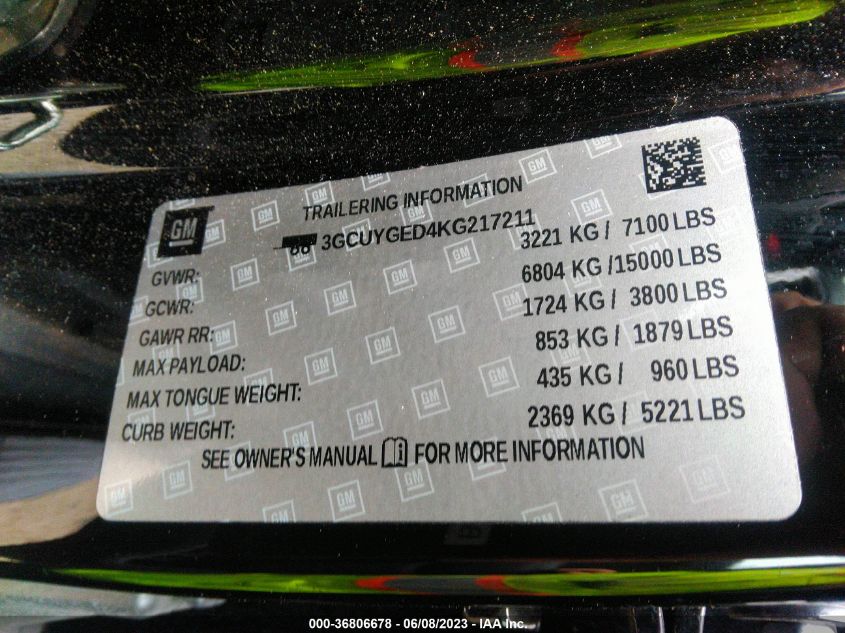 2019 CHEVROLET SILVERADO 1500 LTZ - 3GCUYGED4KG217211