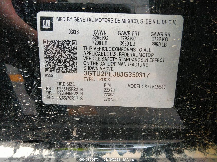 2018 GMC SIERRA 1500 DENALI - 3GTU2PEJ8JG350317