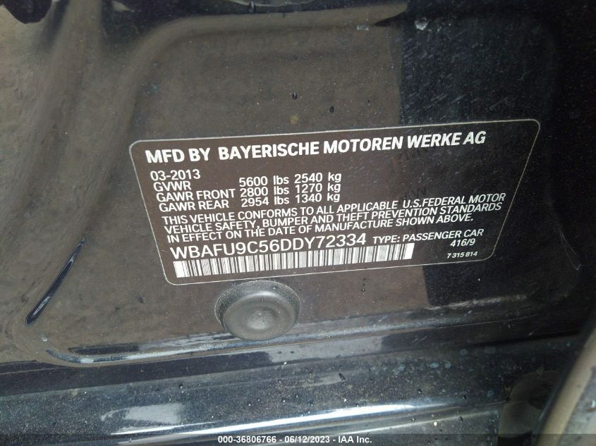 2013 BMW 5 SERIES 550I XDRIVE - WBAFU9C56DDY72334