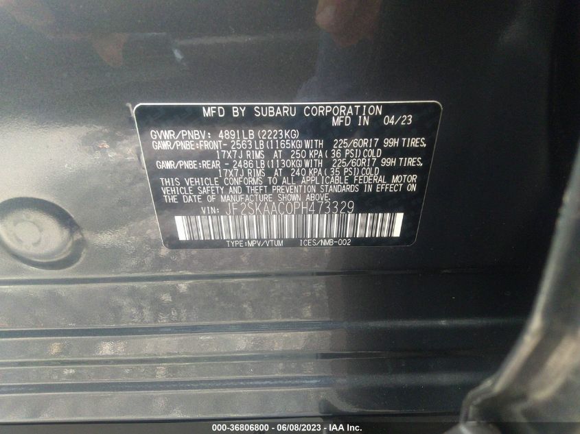 2023 SUBARU FORESTER - JF2SKAAC0PH473329
