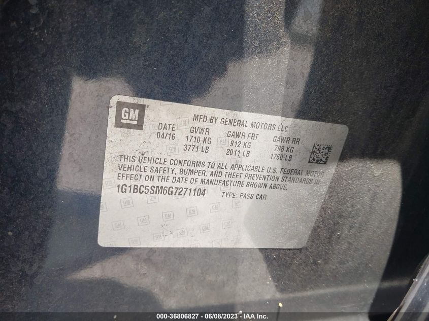 2016 CHEVROLET CRUZE LS - 1G1BC5SM6G7271104