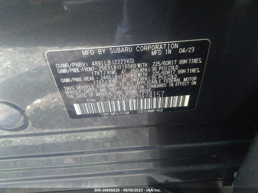 2023 SUBARU FORESTER - JF2SKAAC2PH474157