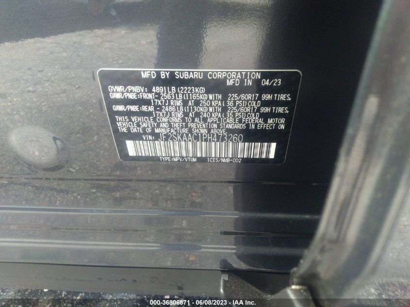 2023 SUBARU FORESTER - JF2SKAAC1PH473260