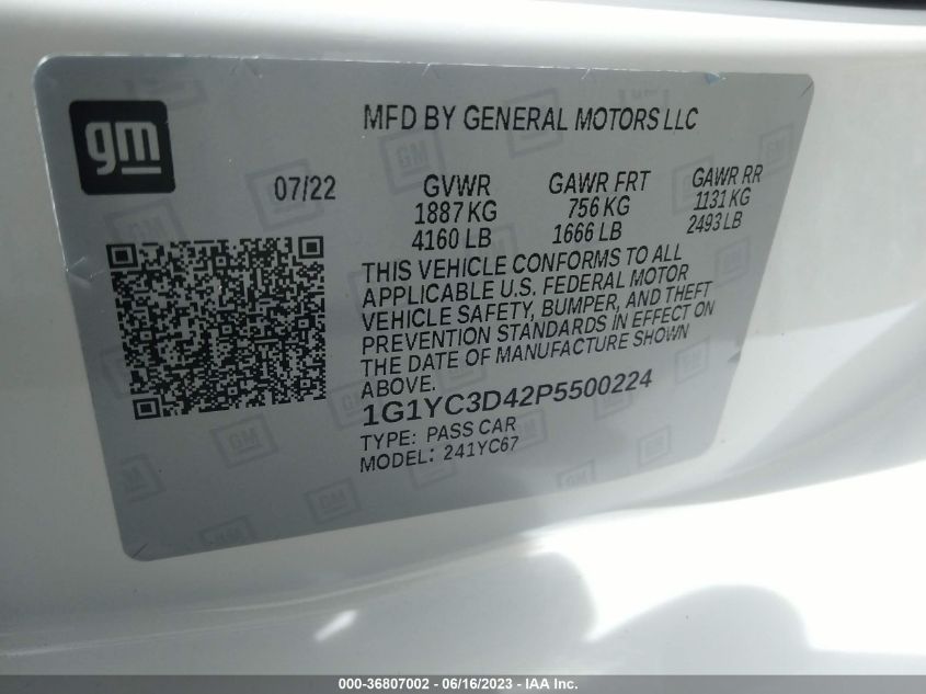 2023 CHEVROLET CORVETTE 3LT - 1G1YC3D42P5500224