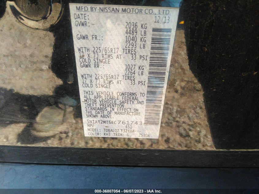 2014 NISSAN ROGUE SV - 5N1AT2MT6EC761743