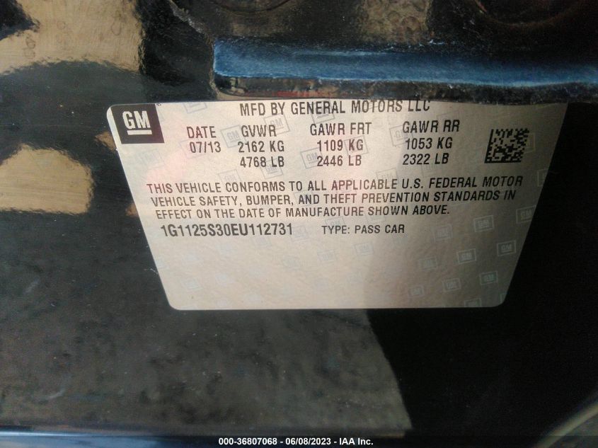 2014 CHEVROLET IMPALA LT - 1G1125S30EU112731