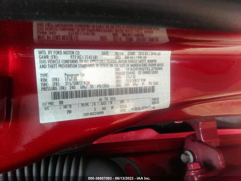 2014 FORD FOCUS TITANIUM - 1FADP3N27EL276888
