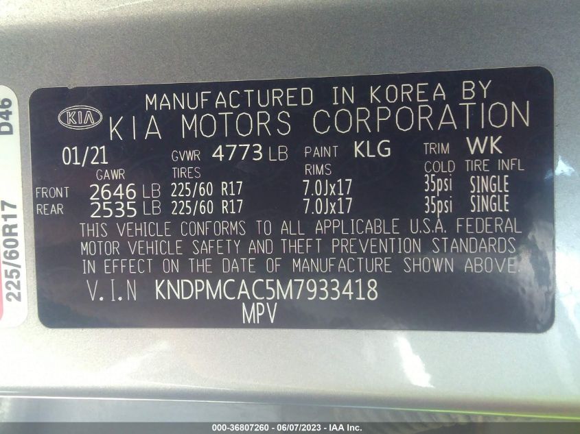 2021 KIA SPORTAGE LX - KNDPMCAC5M7933418