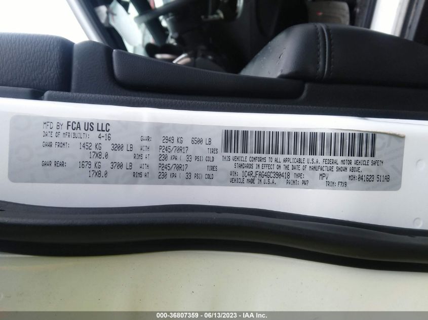 2016 JEEP GRAND CHEROKEE LAREDO - 1C4RJFAG4GC390418