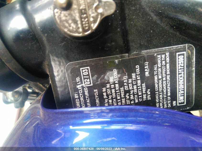 2003 TRIUMPH MOTORCYCLE T100 BONNEVILLE - SMT910HNX3J172590