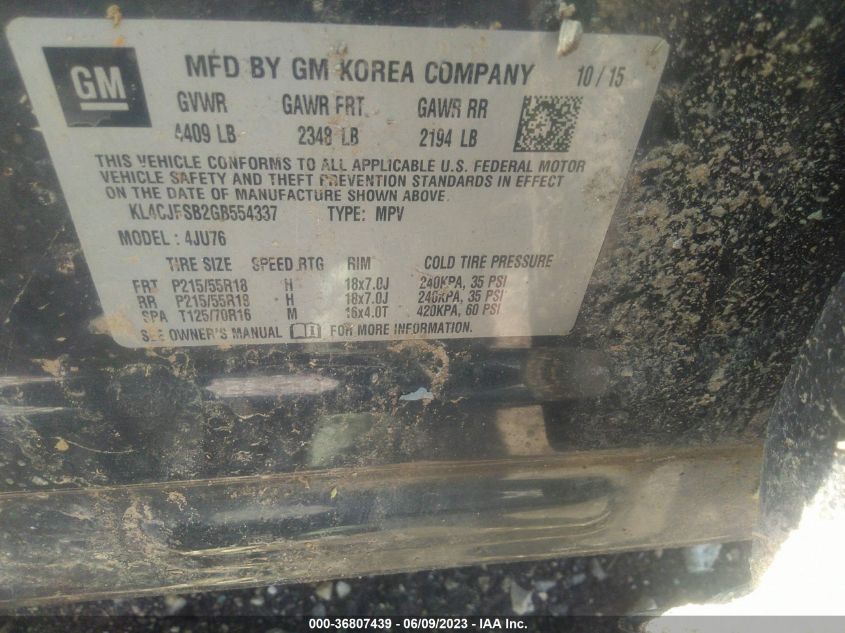 2016 BUICK ENCORE CONVENIENCE - KL4CJFSB2GB554337