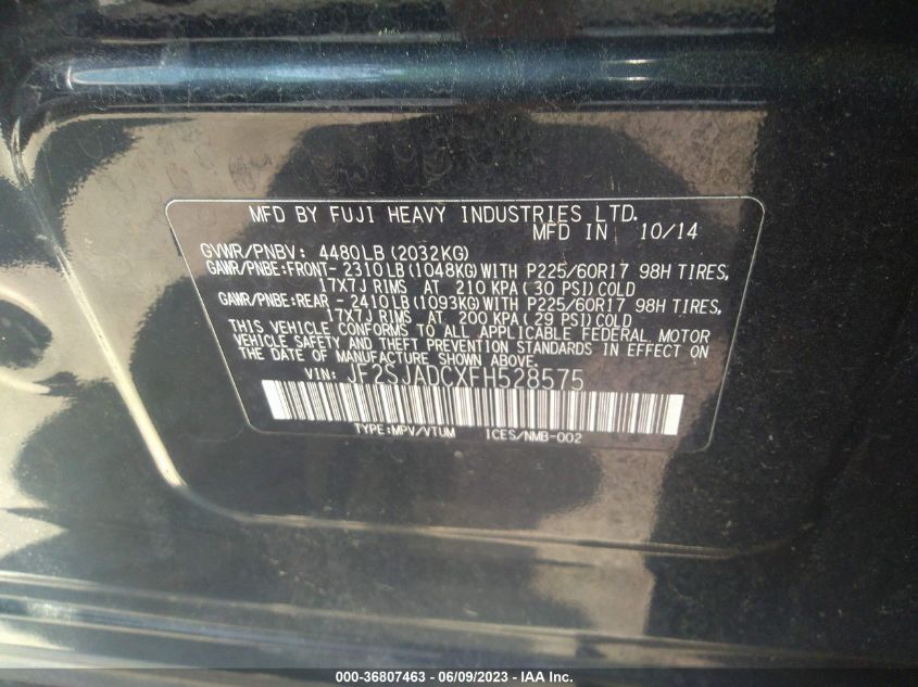 2015 SUBARU FORESTER 2.5I PREMIUM - JF2SJADCXFH528575