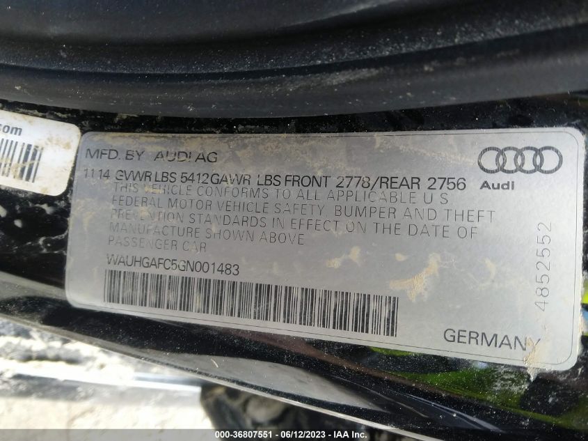 2016 AUDI A6 3.0T PRESTIGE - WAUHGAFC5GN001483