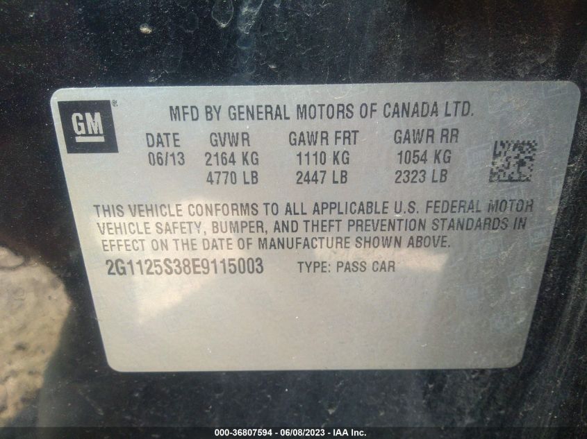 2014 CHEVROLET IMPALA LT - 2G1125S38E9115003