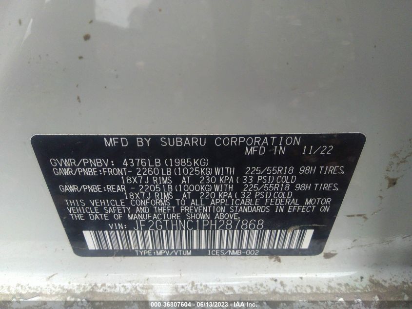 2023 SUBARU CROSSTREK LIMITED - JF2GTHNC1PH287868