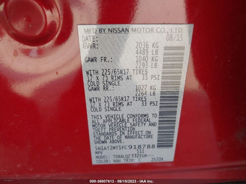 2015 NISSAN ROGUE SV - 5N1AT2MT1FC918788