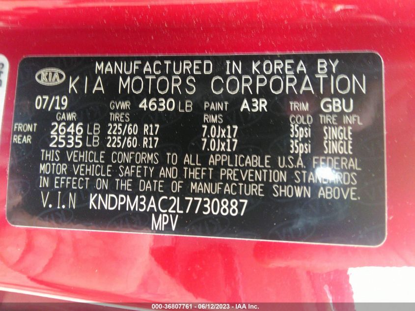 2020 KIA SPORTAGE LX - KNDPM3AC2L7730887