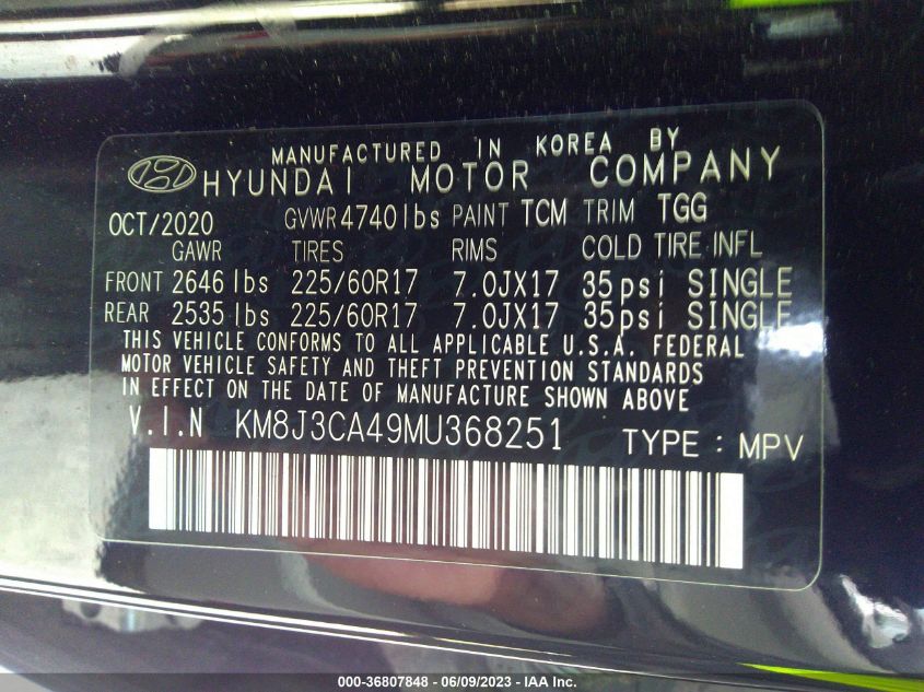 2021 HYUNDAI TUCSON VALUE - KM8J3CA49MU368251