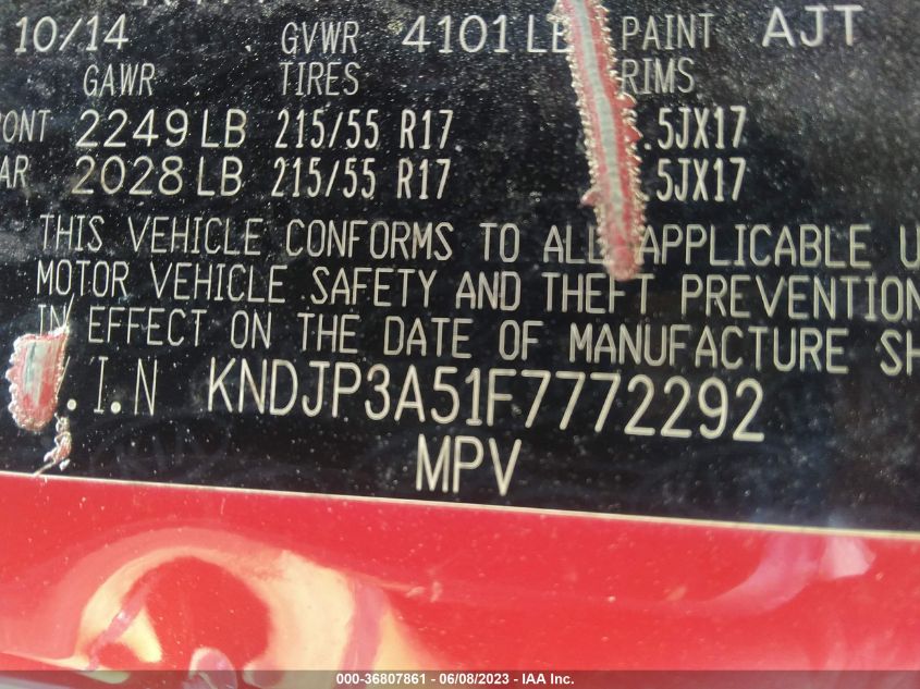 2015 KIA SOUL + - KNDJP3A51F7772292
