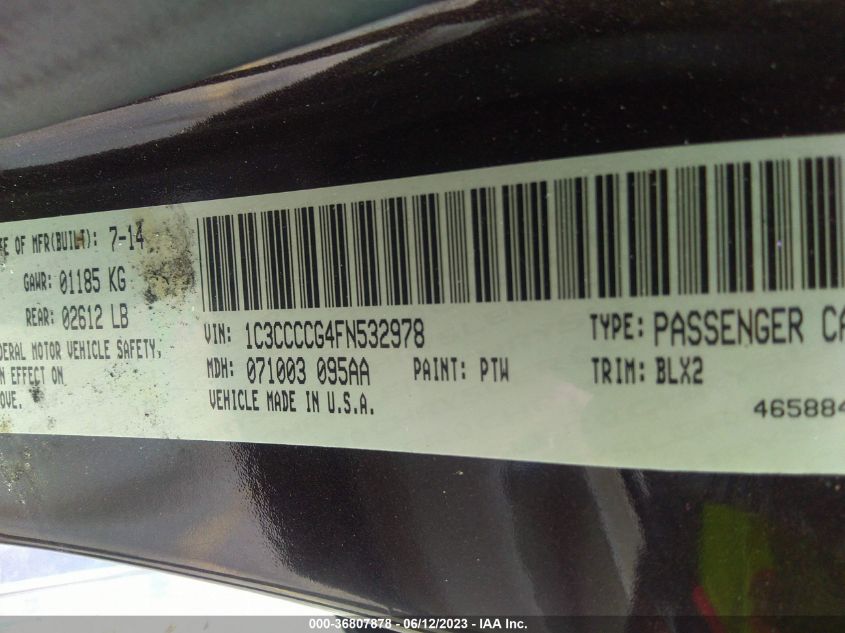 2015 CHRYSLER 200 C - 1C3CCCCG4FN532978