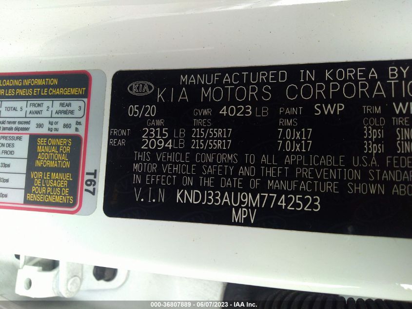 2021 KIA SOUL EX - KNDJ33AU9M7742523