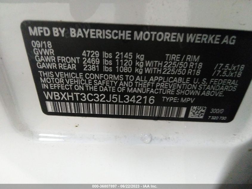2018 BMW X1 XDRIVE28I - WBXHT3C32J5L34216