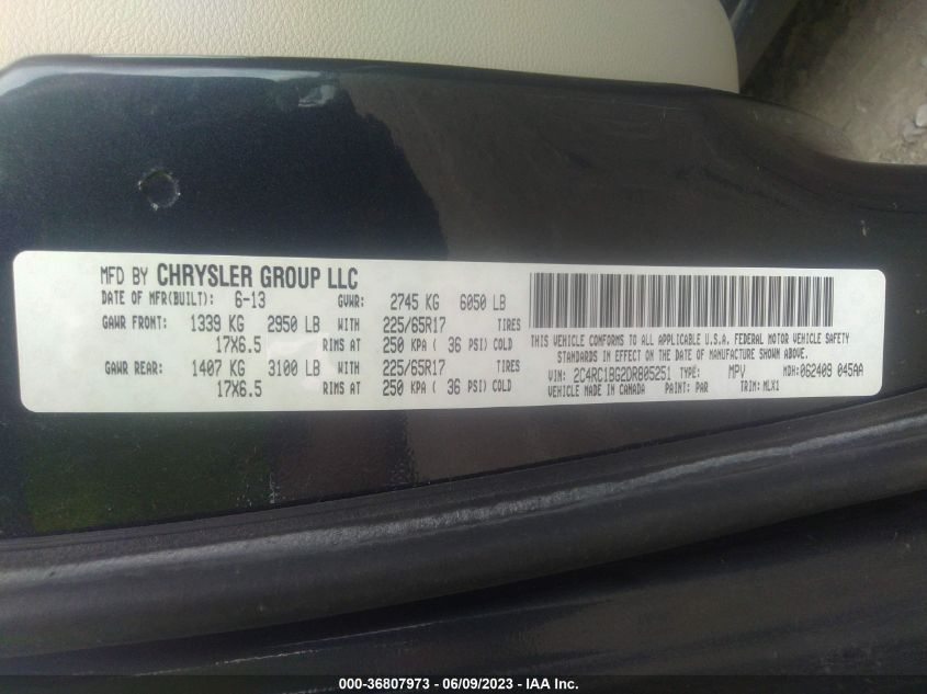 2013 CHRYSLER TOWN & COUNTRY TOURING - 2C4RC1BG2DR805251