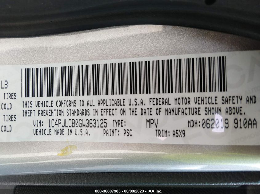 2016 JEEP CHEROKEE LATITUDE - 1C4PJLCB0GW363125