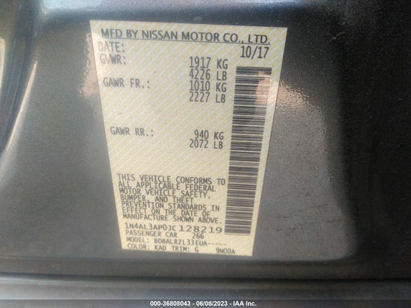 2018 NISSAN ALTIMA 2.5 SL - 1N4AL3AP0JC128219