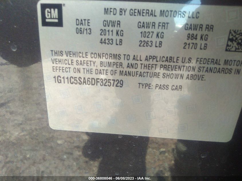 2013 CHEVROLET MALIBU LT - 1G11C5SA6DF325729