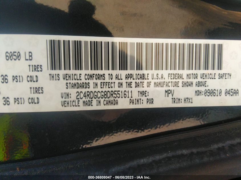 2013 DODGE GRAND CARAVAN SXT - 2C4RDGCG8DR551611