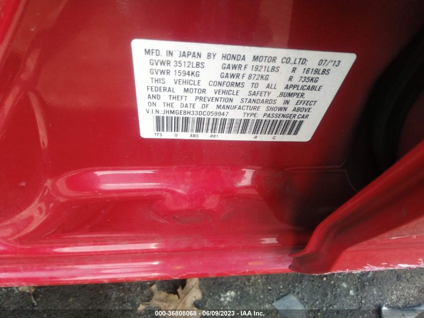 2013 HONDA FIT - JHMGE8H33DC059947