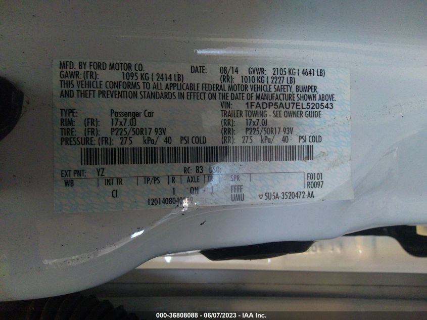 2014 FORD C-MAX HYBRID SE - 1FADP5AU7EL520543
