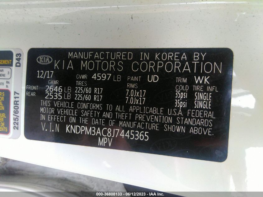 2018 KIA SPORTAGE LX - KNDPM3AC8J7445365