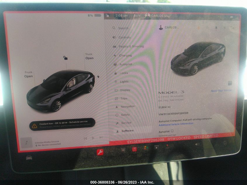 2022 TESLA MODEL 3 - 5YJ3E1EB9NF296398