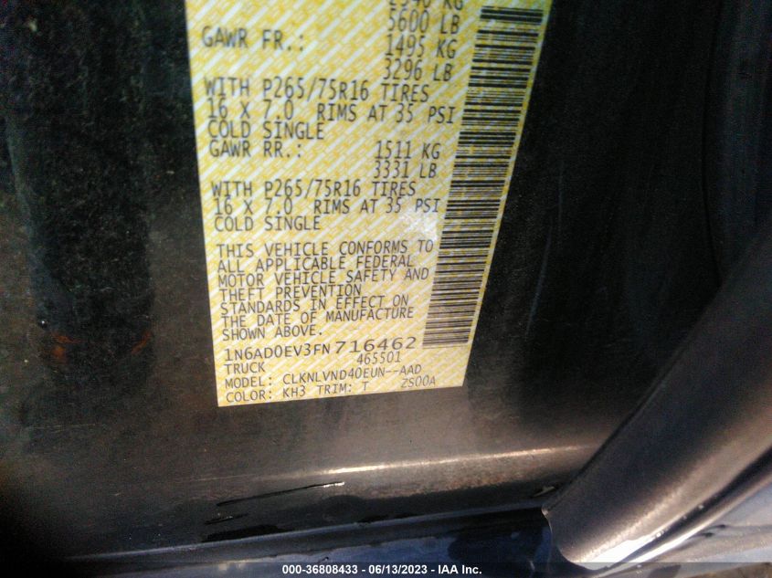 2015 NISSAN FRONTIER PRO-4X - 1N6AD0EV3FN716462