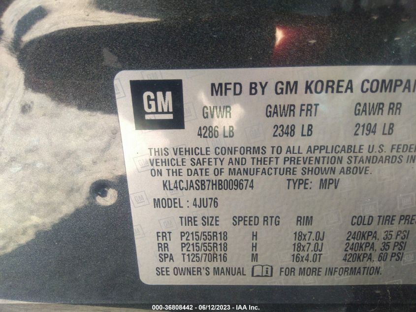 2017 BUICK ENCORE PREFERRED - KL4CJASB7HB009674