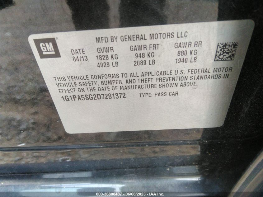 2013 CHEVROLET CRUZE LS - 1G1PA5SG2D7281372