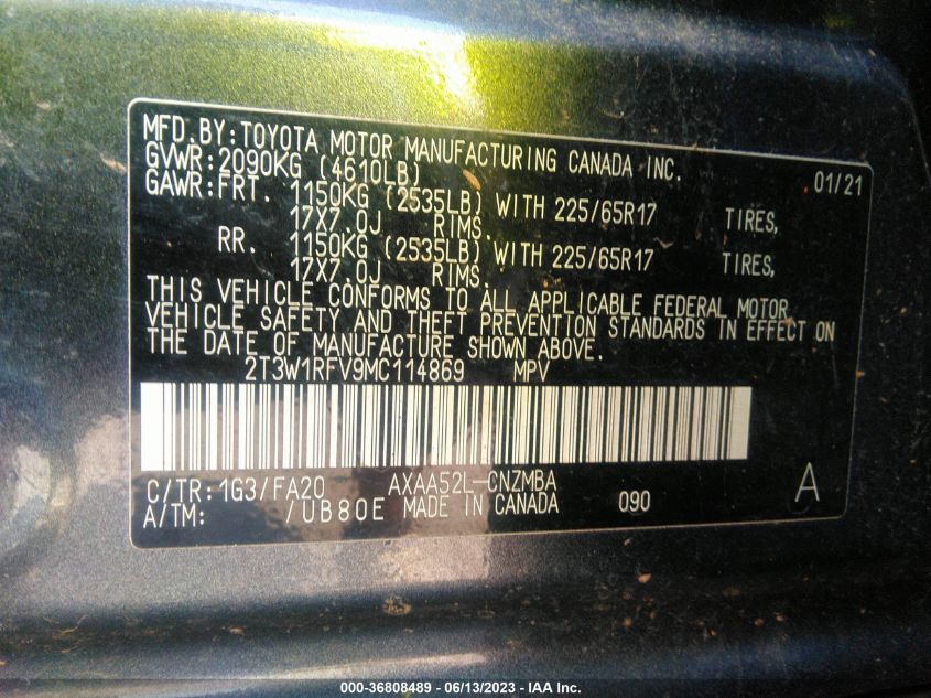 2021 TOYOTA RAV4 XLE - 2T3W1RFV9MC114869