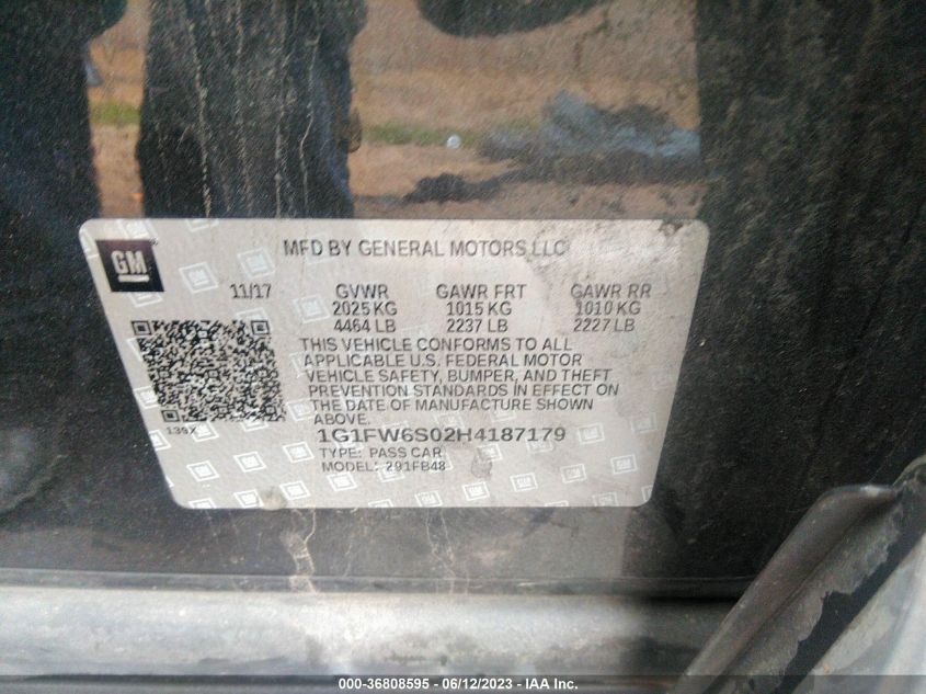2017 CHEVROLET BOLT EV LT - 1G1FW6S02H4187179