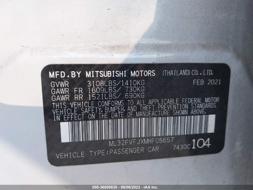 2021 MITSUBISHI MIRAGE G4 SE - ML32FVFJXMHF05657