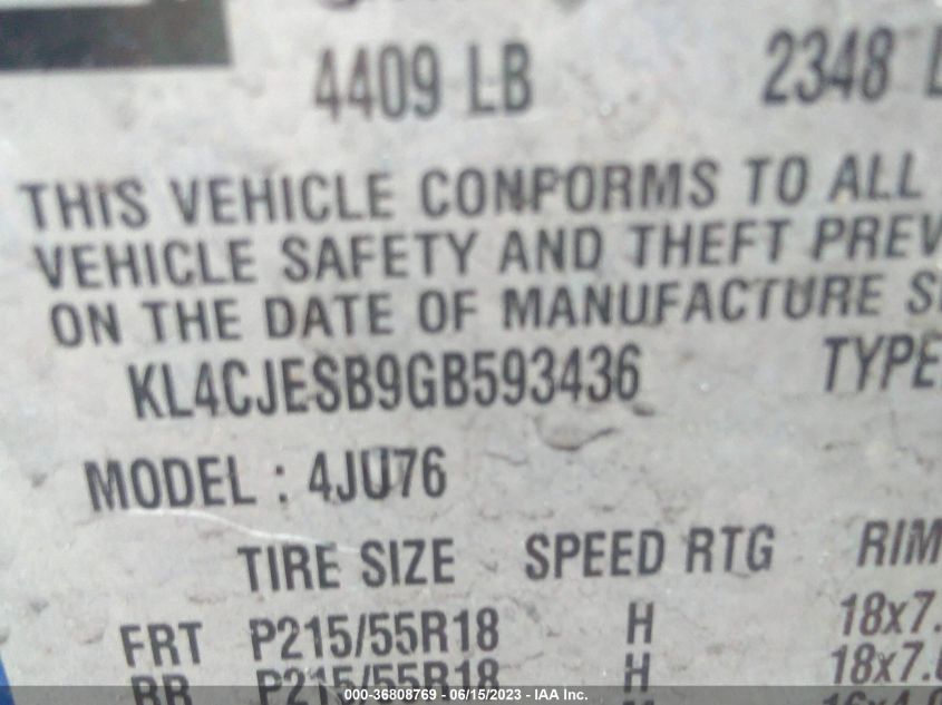 2016 BUICK ENCORE - KL4CJESB9GB593436