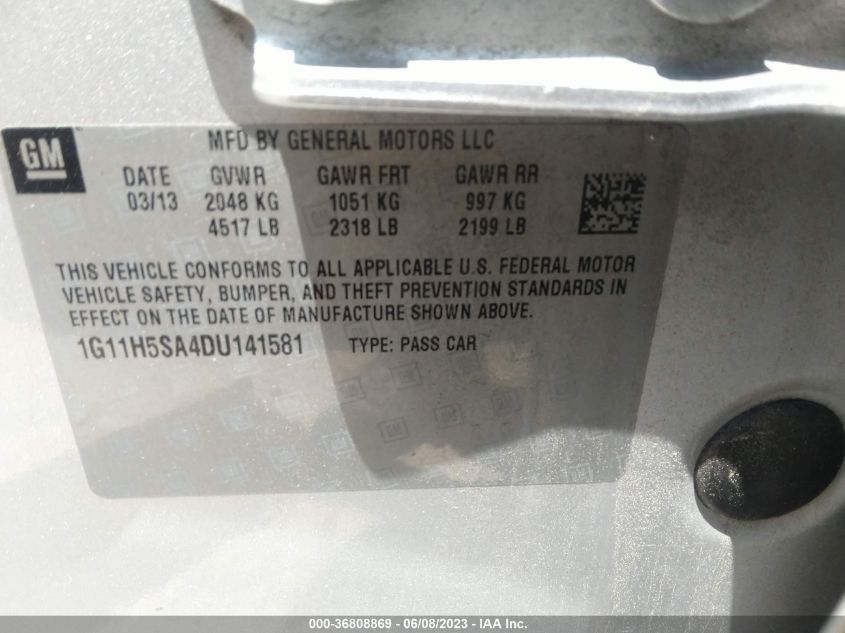 2013 CHEVROLET MALIBU LTZ - 1G11H5SA4DU141581