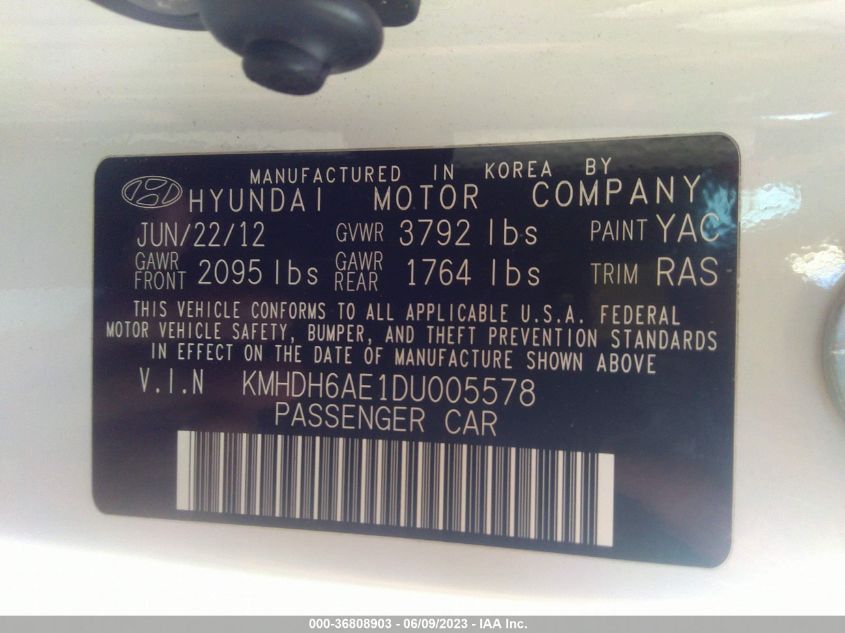 2013 HYUNDAI ELANTRA COUPE SE - KMHDH6AE1DU005578