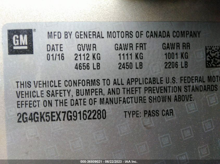 2016 BUICK REGAL - 2G4GK5EX7G9162280